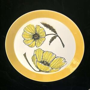 Vintage Large Mikasa Duplex Yellow Floral Plate Ben Seibel Mid Century Modern